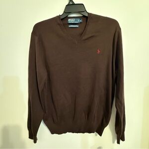 Polo Ralph Lauren Pima Cotton V-Neck Sweater Brown XL 24x28